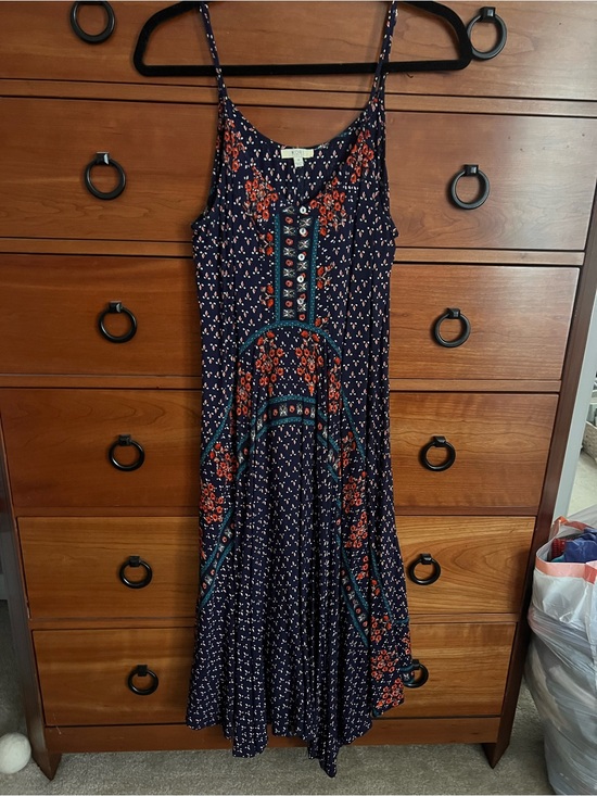 Kori Dresses & Skirts - Kori Navy Maxi Dress with Red Floral Print